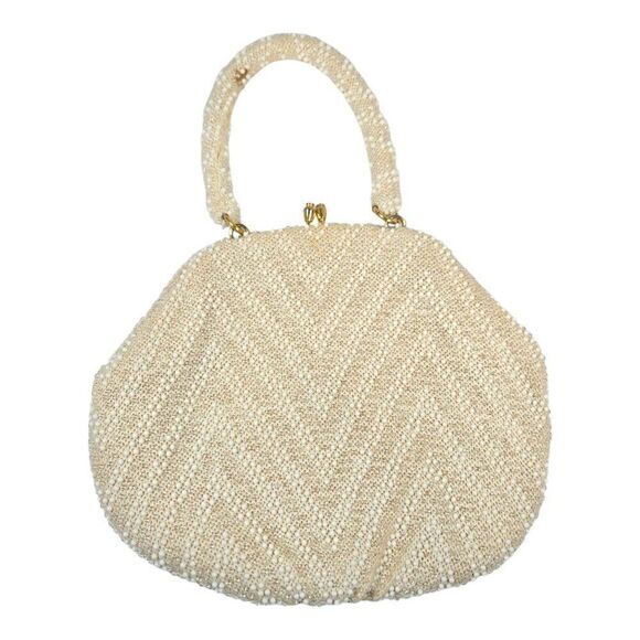 Vintage 1950s Sequin Beaded Purse Gold Tone Kisslock Clasp Evening Handbag READ - Picture 2 of 5